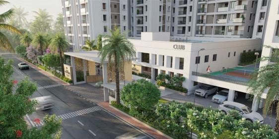 Parth Atmosphere clubhouse and landscaped surroundings