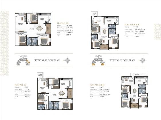Parth Atmosphere floor plans sheet 2 — 3 BHK layouts