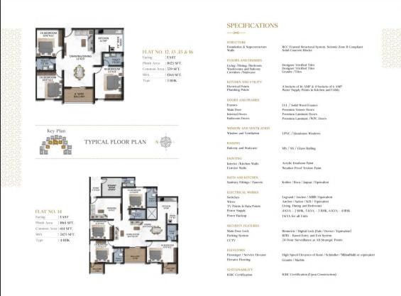 Parth Atmosphere floor plans sheet 3 — 3 & 4 BHK layouts with specifications